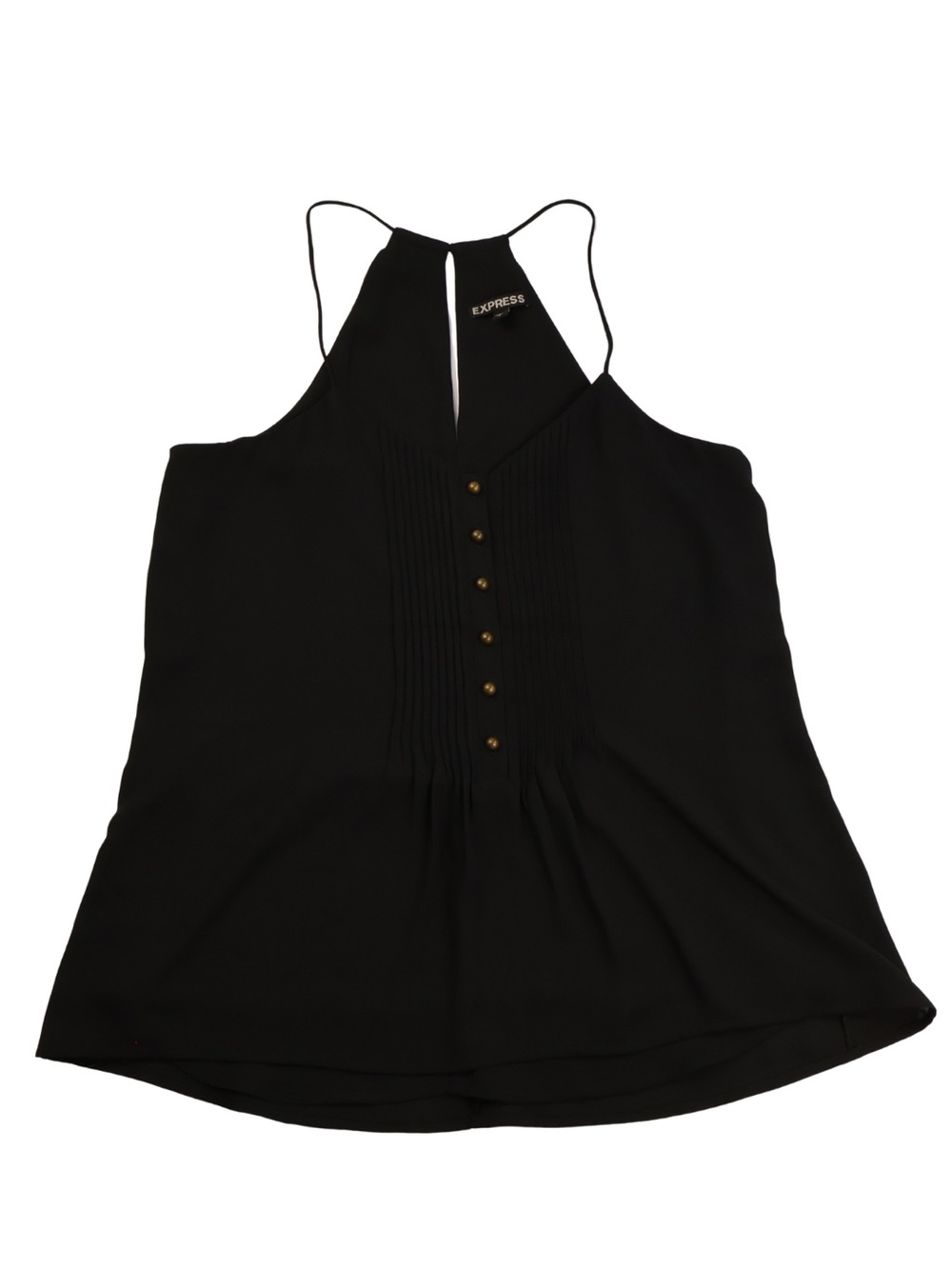Express Black Pleated Halter Tank Top Size Small